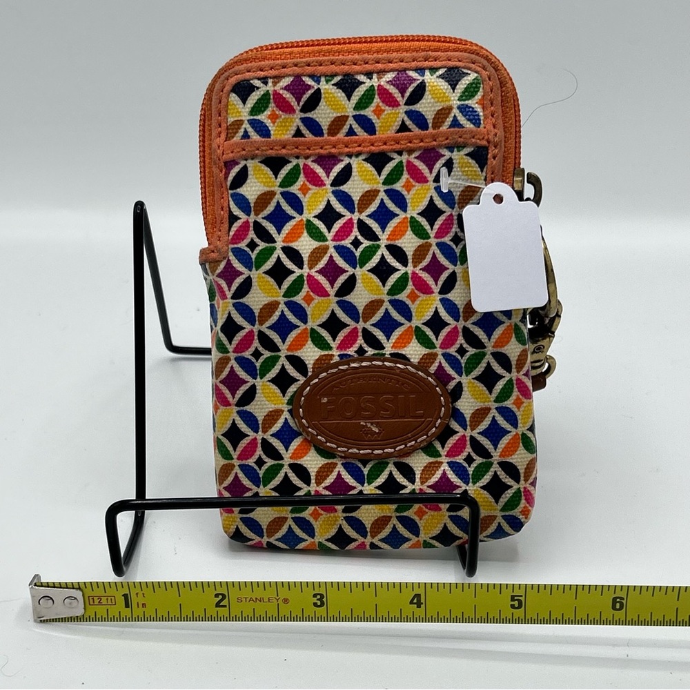 Fossil Colorful Geometric Wallet with Orange Trim